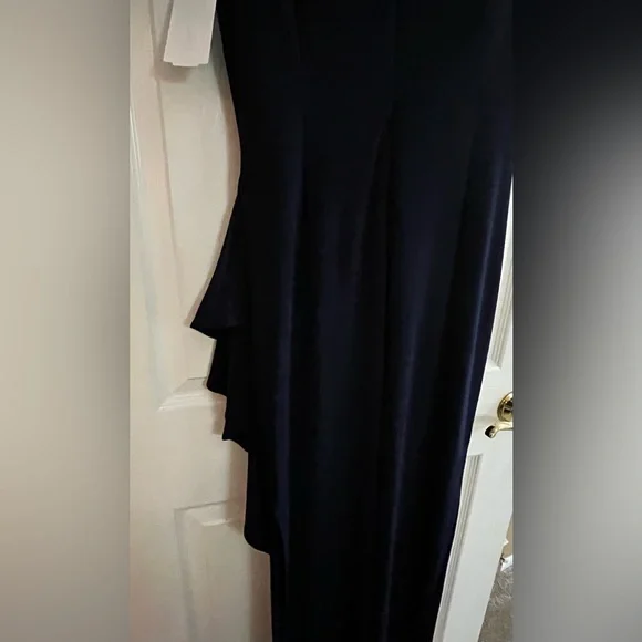 Alex Evenings/women’s NWT Embroidered Illusion-Yoke Navy and Cream Lace Gown - Picture 8 of 11